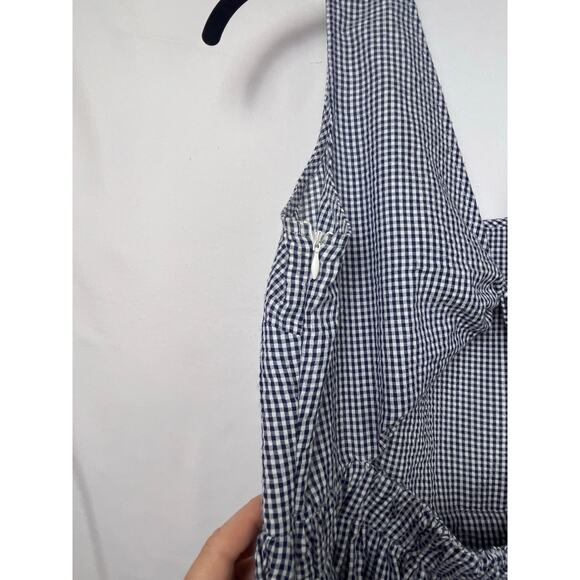 Molly Bracken Women's Large White/Blue Gingham Check Knee Length Summer Dress - Picture 9 of 9